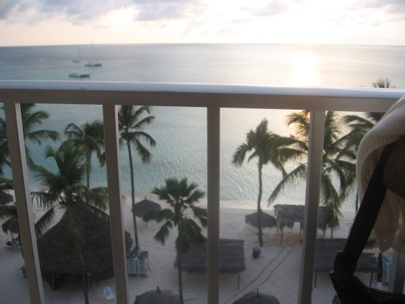 Beautiful view from the hotel balcony in Aruba